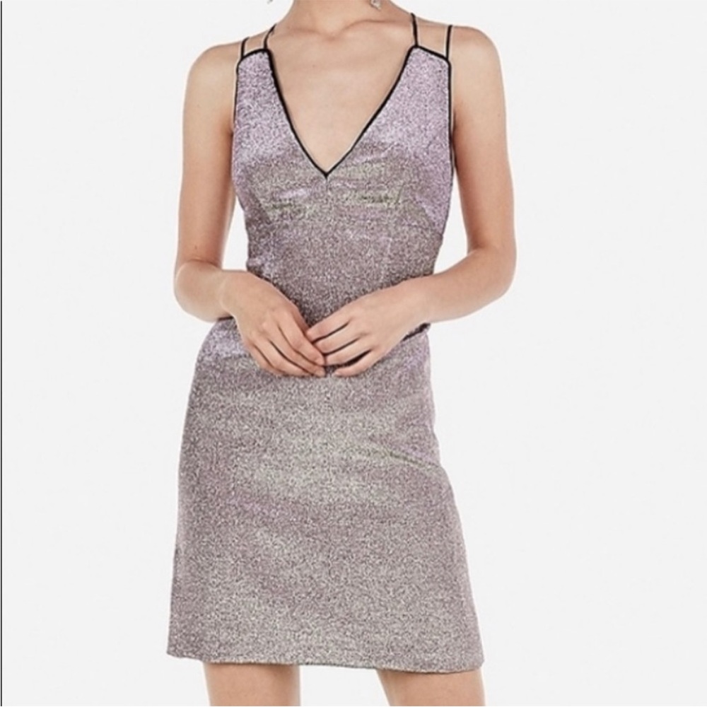 Express Gold Purple Shimmer Mini Dress